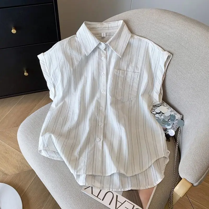 

Рубашки с коротким рукавом, женские поплиновые лоскутные укороченные рубашки с булавками, домашний комфорт, минималистичный, современный, художественный, студенческий, молодежный