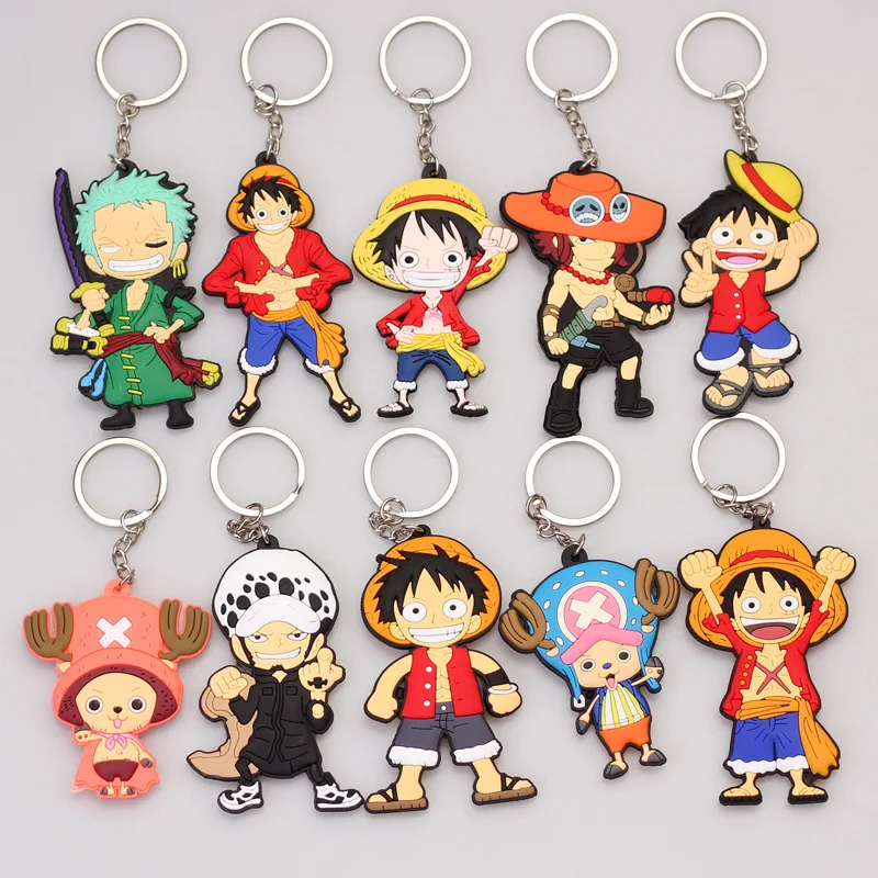 MINISO New One Piece Keychain Chopper Luffy Zoro Tony Tony Chopper Boy Kids Bag Key Ring Gifts Car Keychain Accessories