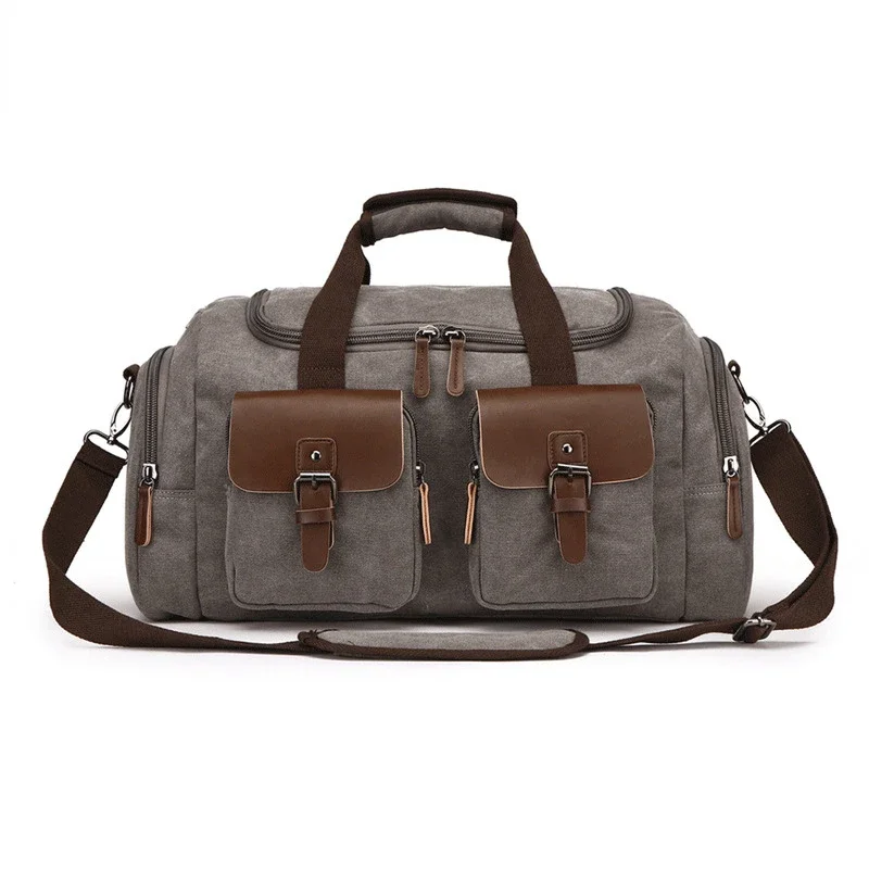 Canvas Men's Shoulder Bag Vintage Simple Tote Large Capacity Lightweight Travel Luggage Handbags Casual Messenger Crossbody Bag