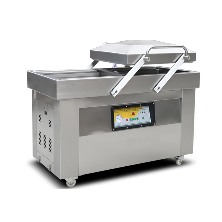 #&kIndustrial Semi Automatic Chicken Sealer Double Chamber Food Rice Meat Fish Vacuum Packing Machine*