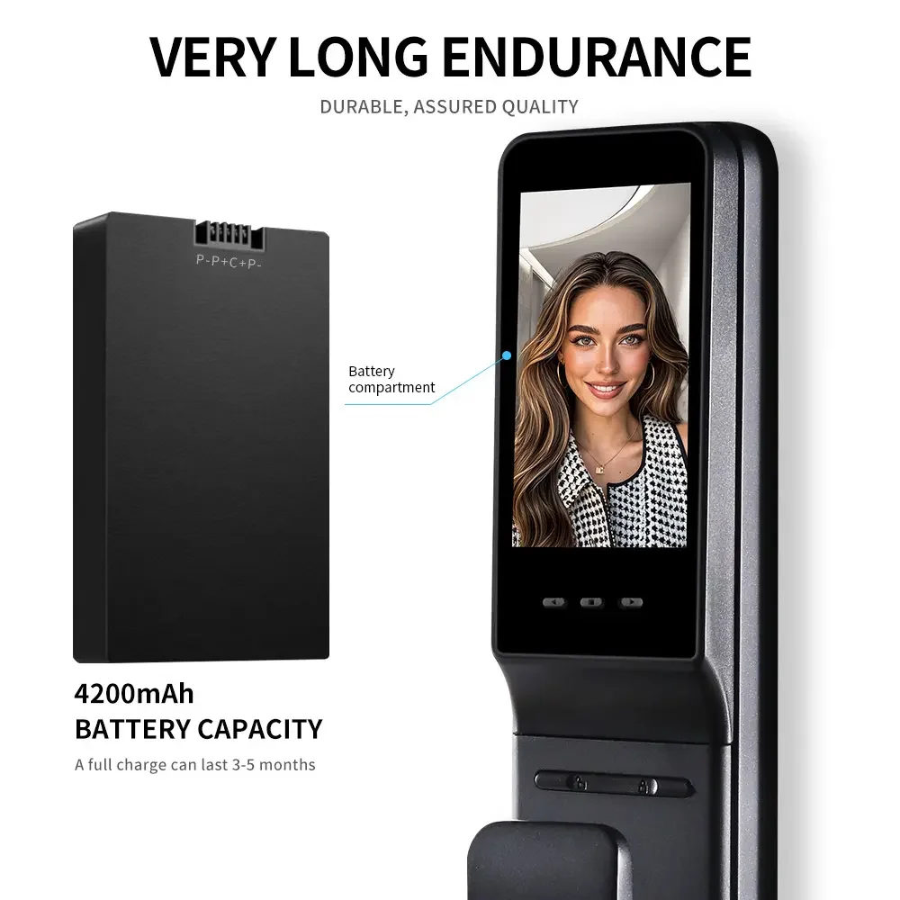 Factory Price Biometric Face Fingerprint Tuya Wifi Camera Intelligent Door Lock Keyless Card Digital Door Lock Video Intercom