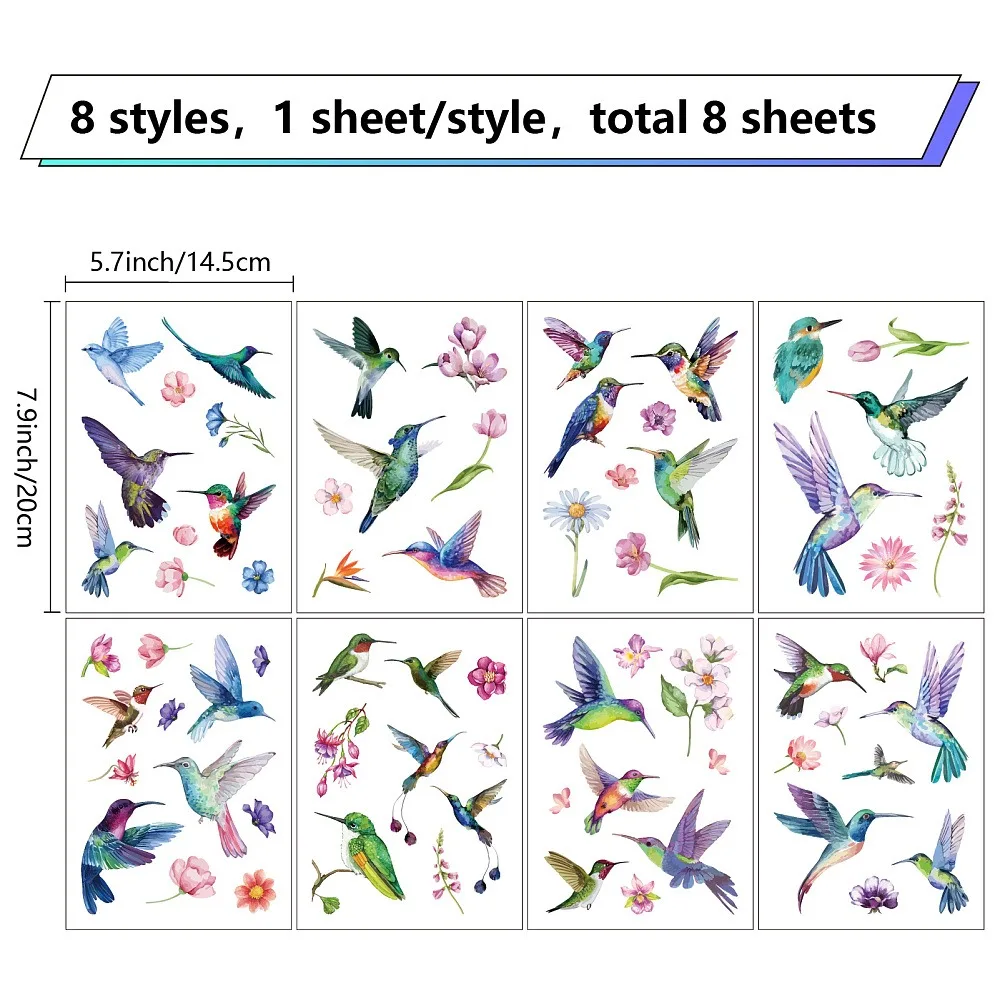 8 Styles Bird Window Stickers Hummingbird Wall Stickers Decals for Window Decor Clings Housewarming Gift Home Decoration