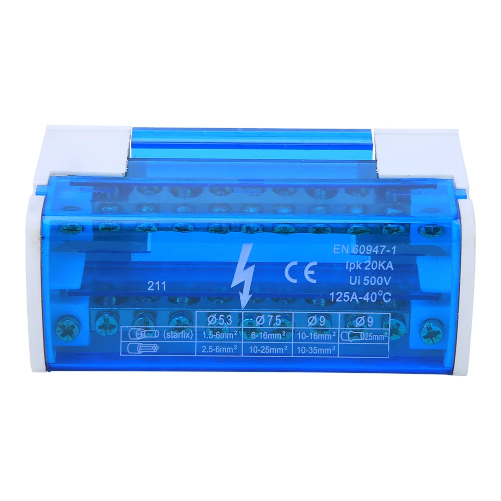 Terminal Distribution Box Din Rail 2-Level Single Phase With Transparent Dust Cover 211