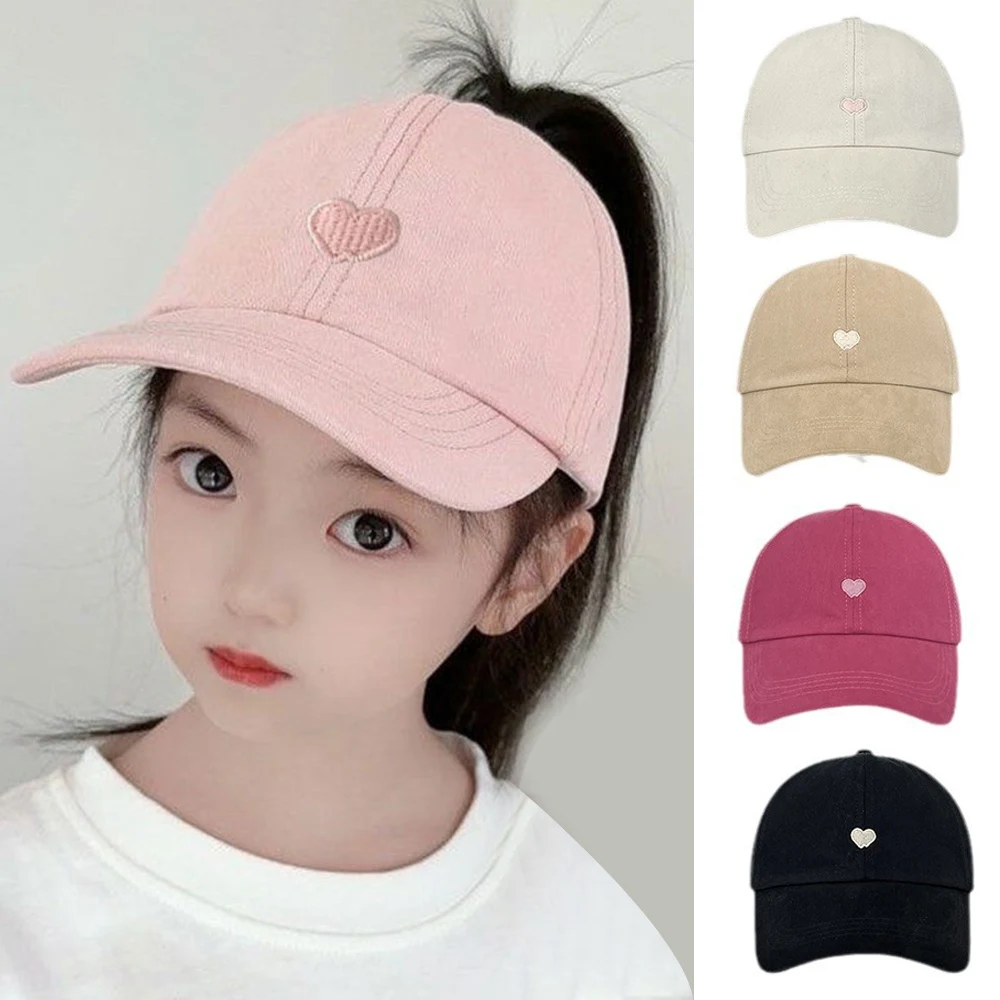 

Summer Children Baseball Cap Sunshade Sunblock Empty Top High Ponytail Hats Embroidery Casual Simple Boys Girls Cute Sunbonnet