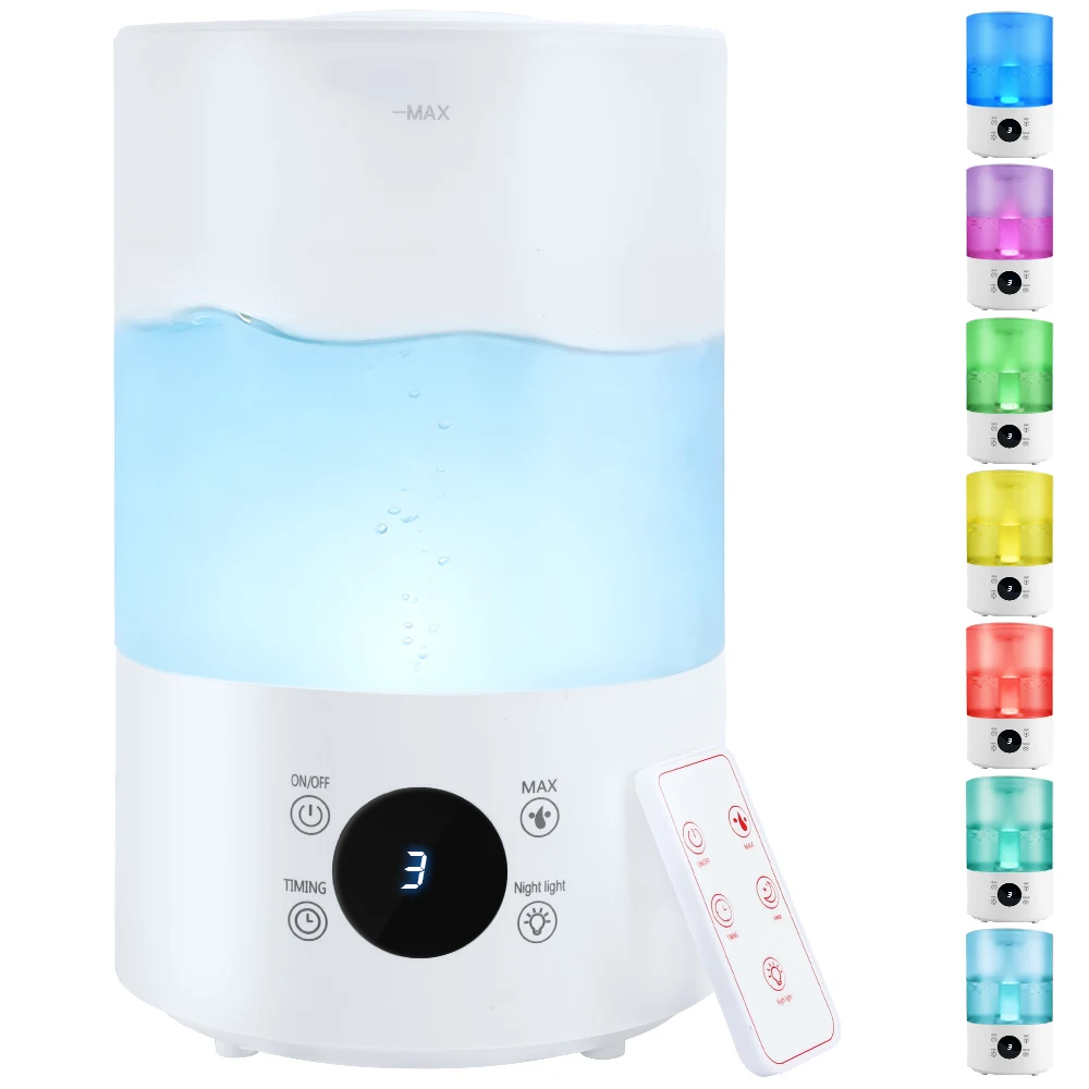 Areyourshop 4L Kaltnebel Ultraschall-Luftbefeuchter für Zuhause, Zimmer, Baby, Mit 360° °   Düse und 7-Farben-RGB-Beleuchtung, automatische Abschaltung