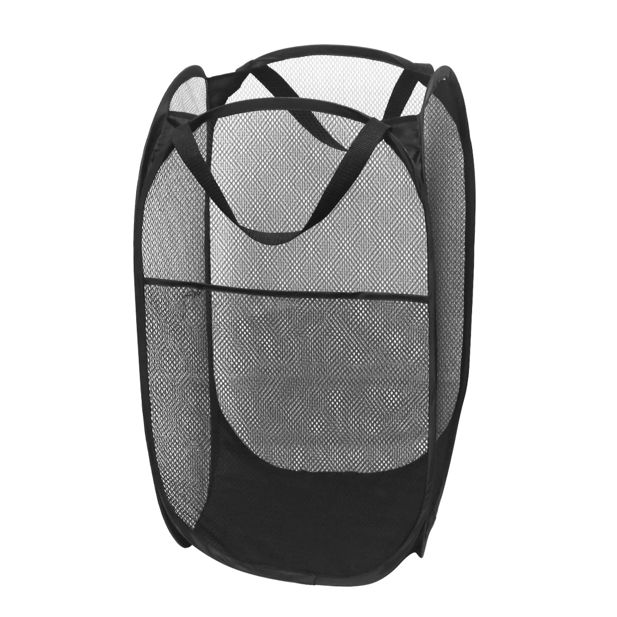 2 pçs malha popup cesto de lavanderia dobrável cesta de roupas para casa viagem faculdade dormitório armazenamento bin com alças leve pop-up