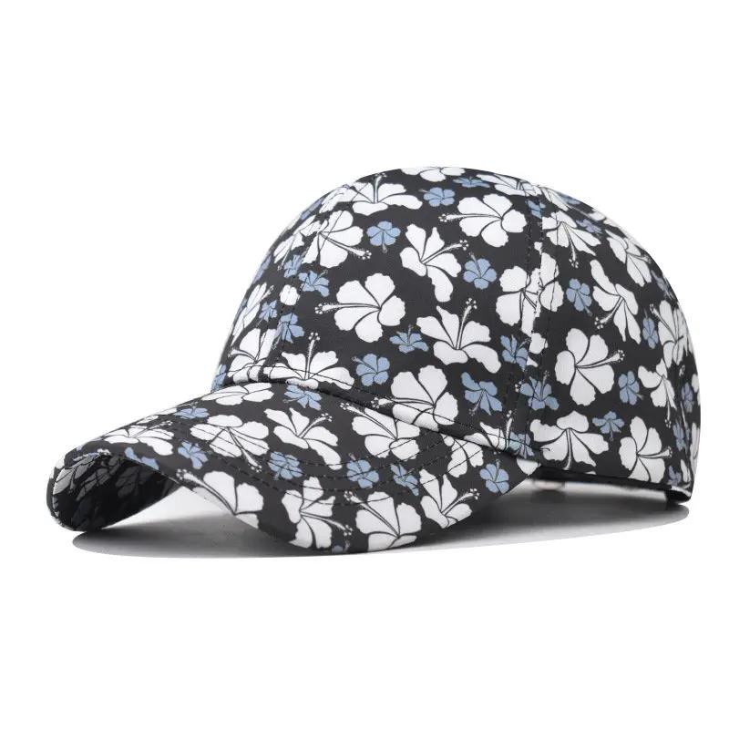 2023 Four Seasons Polyester Flower Print Casquette Baseball Cap Adjustable Outdoor Snapback Hats for Men and Women 234