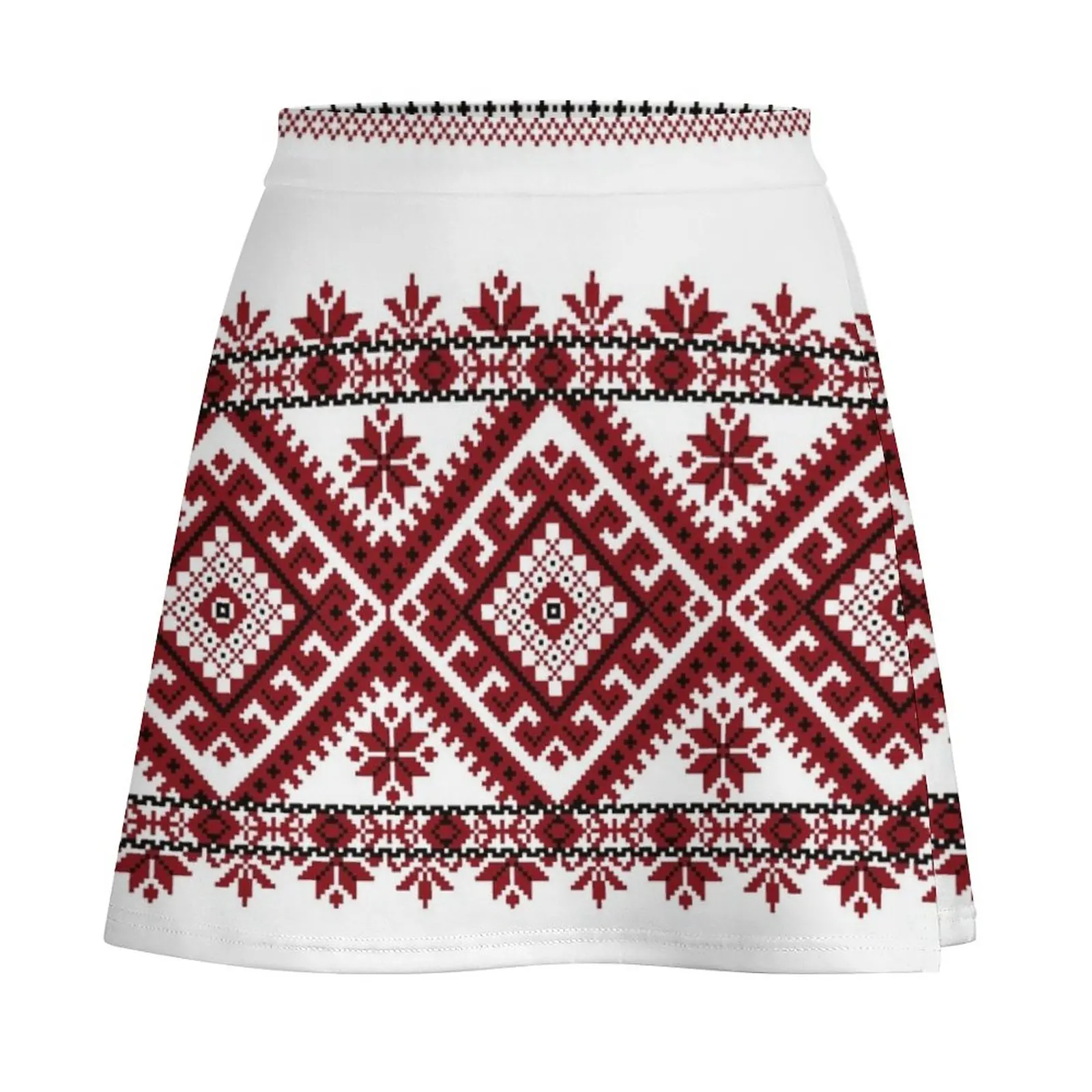 Rok Mini motif tradisional rumania, pakaian wanita musim panas, rok Mini motif tradisional