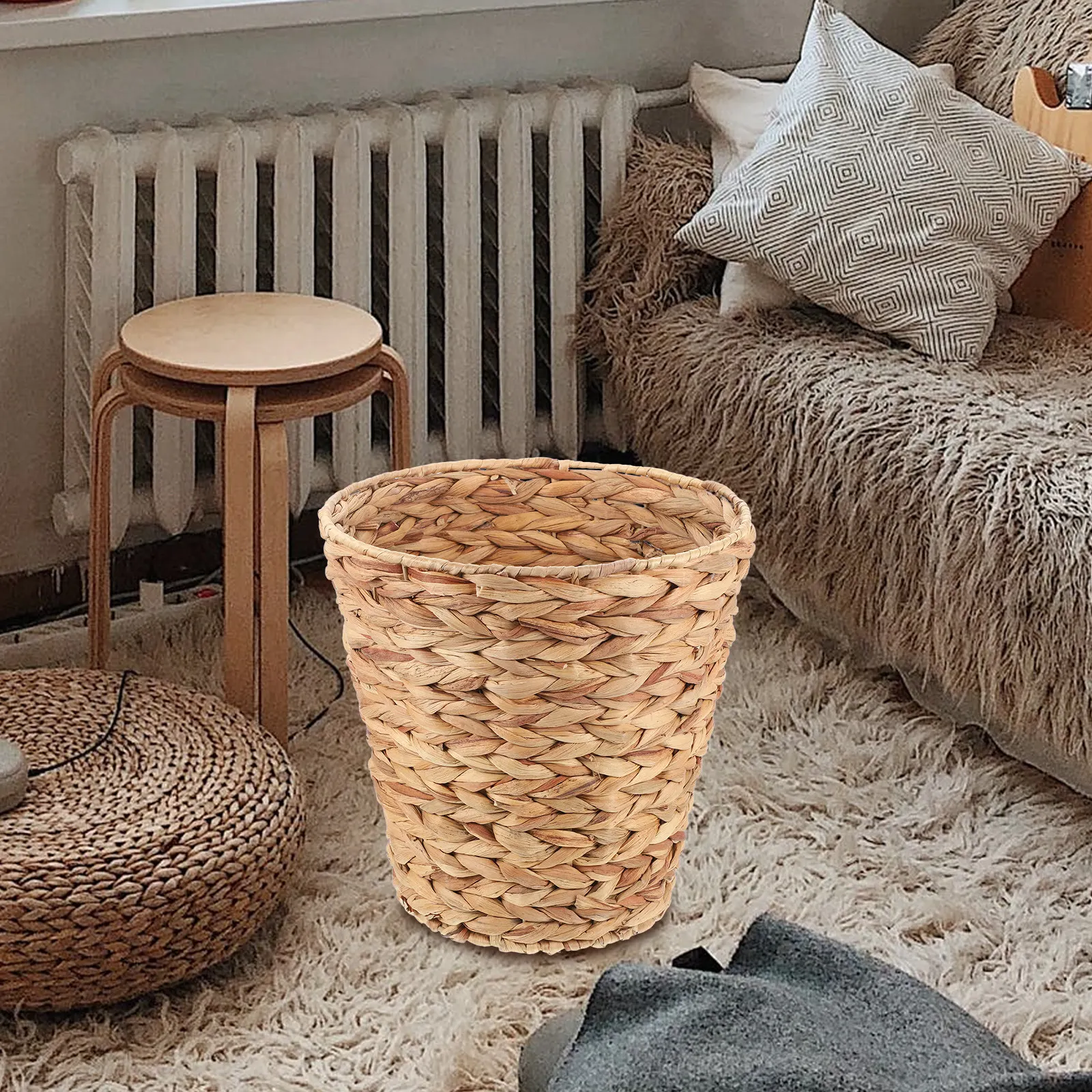 

Декоративная плетеная корзина для хранения из премиального травяного материала, гладкая поверхность, легко чистится, для кухни, ванной, балкона, контейнер для мелочей