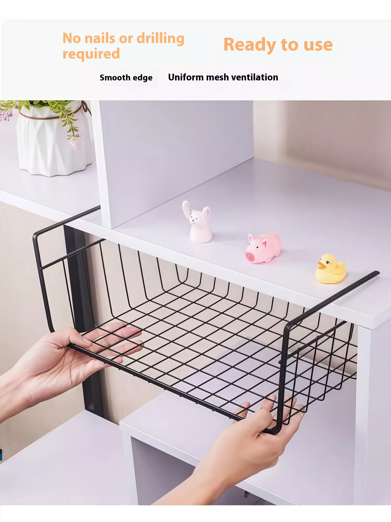 1PC metalen hangende netmand ijzer materiaal grote capaciteit hangend onder kast muur kledingkast opbergmand keukengereedschap