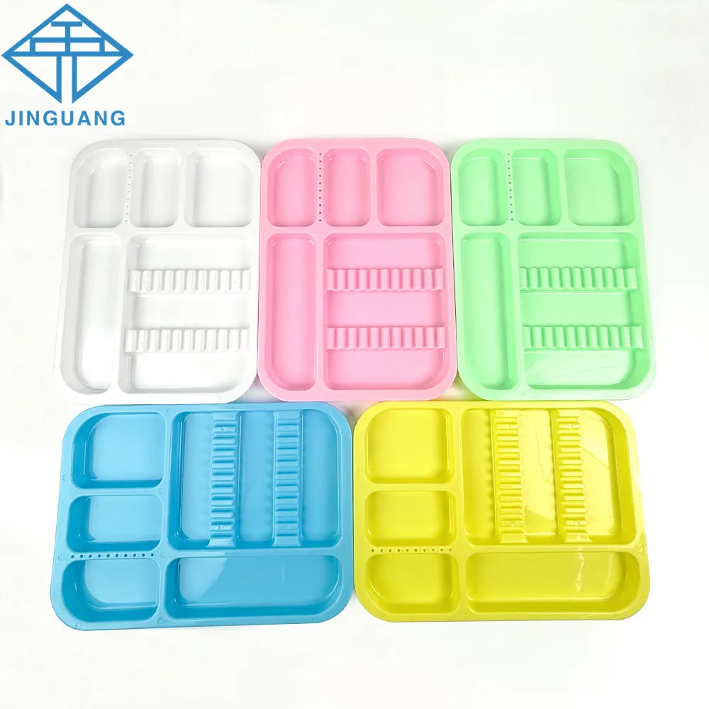 

5pcs Dental Instruments Trays Colorful Plastic Odontologia Separators Tray Divided Placement Box Dentistry Laboratory Tool