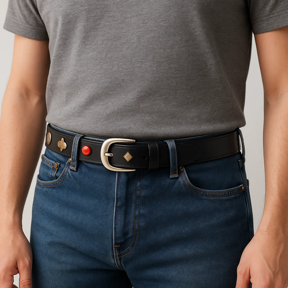 Retro Black Rivet Waistband Punk Style Gothic Y2K Waist Belt Versatile PU Leather Dress Jeans Belt Men