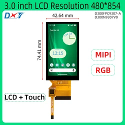 TFT Touch Screen Módulo TFT, ST7701S capacitivo, Resolução TP, 480x854, Interface MIPI, Interface RGB, RGB565, 3
