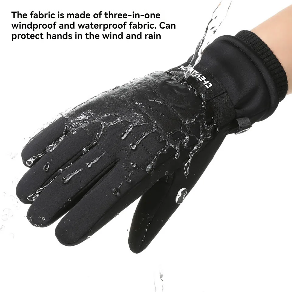 NOFOXO Winter Warm Motorcycle Gloves Ski Touch Screen Fleece Gloves Waterproof Cycling Gloves Outdoor Snowboard Riding Warm