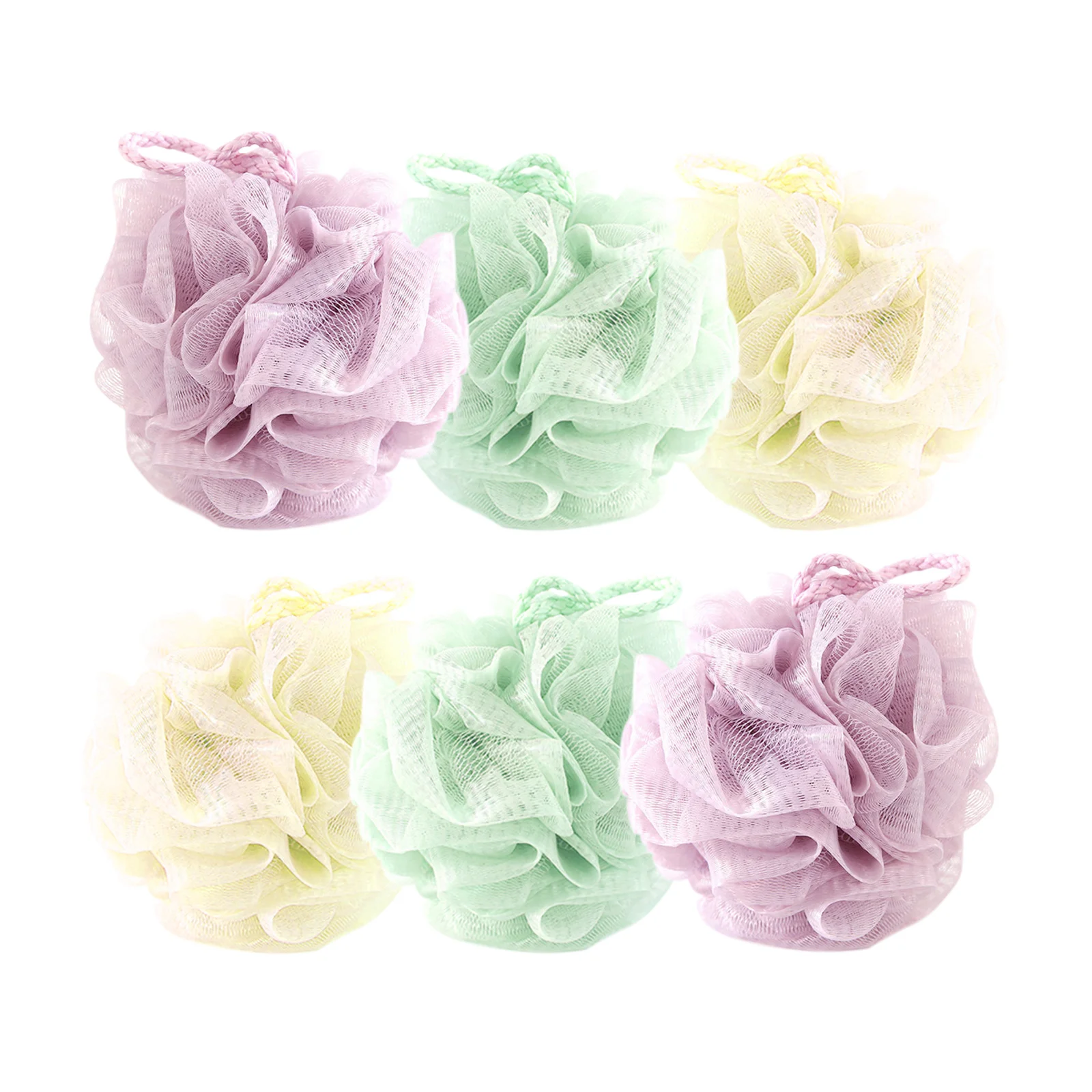 

6Pcs Shower Body Cleaning Mesh Ball Bath Poufs Skin Friendly Exfoliating Scrubber for Thorough Daily Cleansing