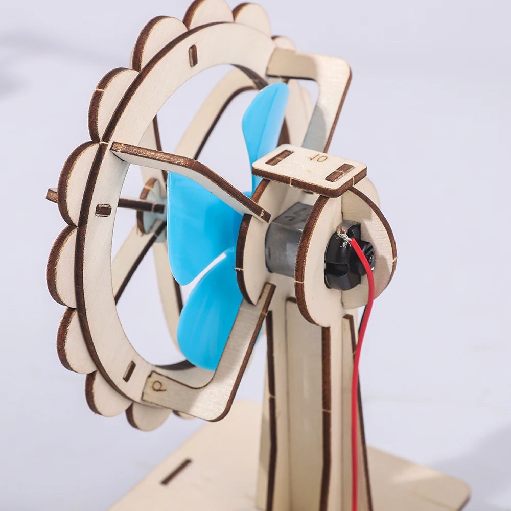 Children's Handmade Diy Electric Shaking Fan, Scientific Education Experiment Wooden Material Package Children's Assembled Toy