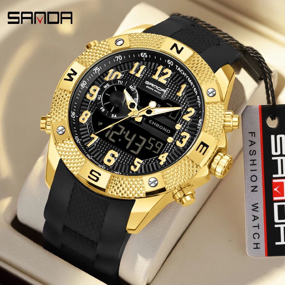 

SANDA часы для мужчин спортивные водонепроницаемые цифровые кварцевые наручные часы хронограф военные часы со светящимся Reloj Hombre мужской подарок