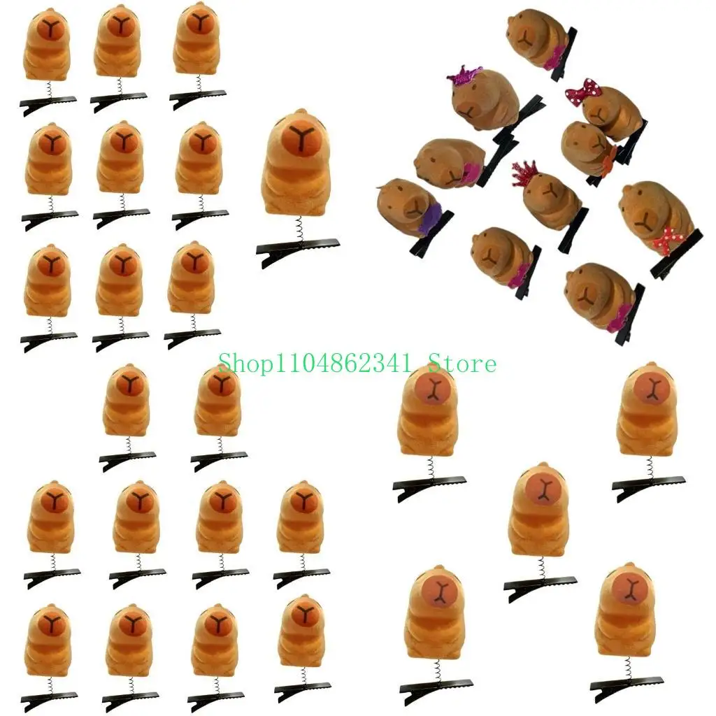 

5ASD Смешные животные волосы Barrette Flocking Capybara Clip Screan Secure для вечеринки по случаю дня рождения и музыкального