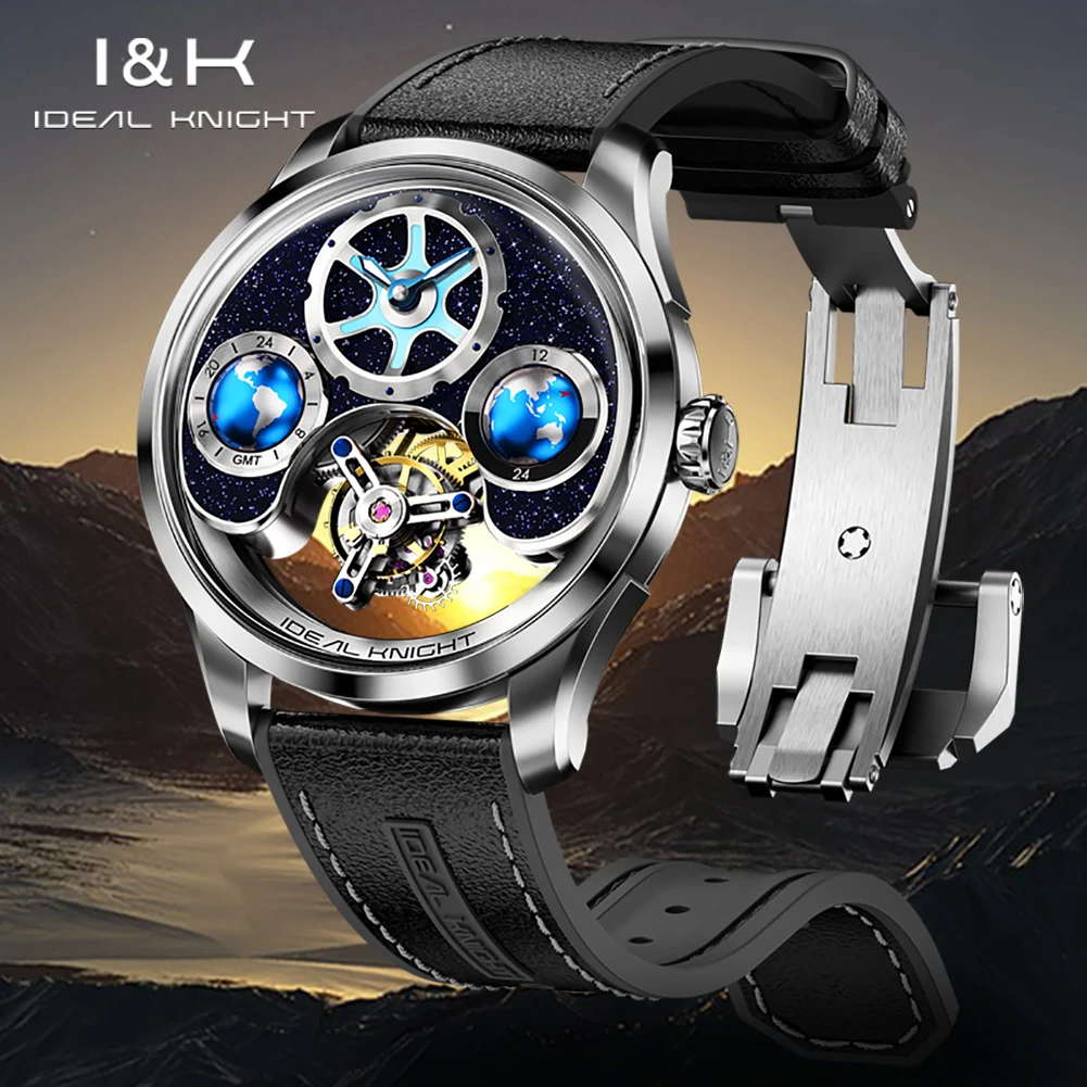 IDEAL KNIGHT 6805 Real Tourbillon Watch for Men Luxury Transparent Hollowed Flywheel Limited Edition Automatic Mechanical Watch