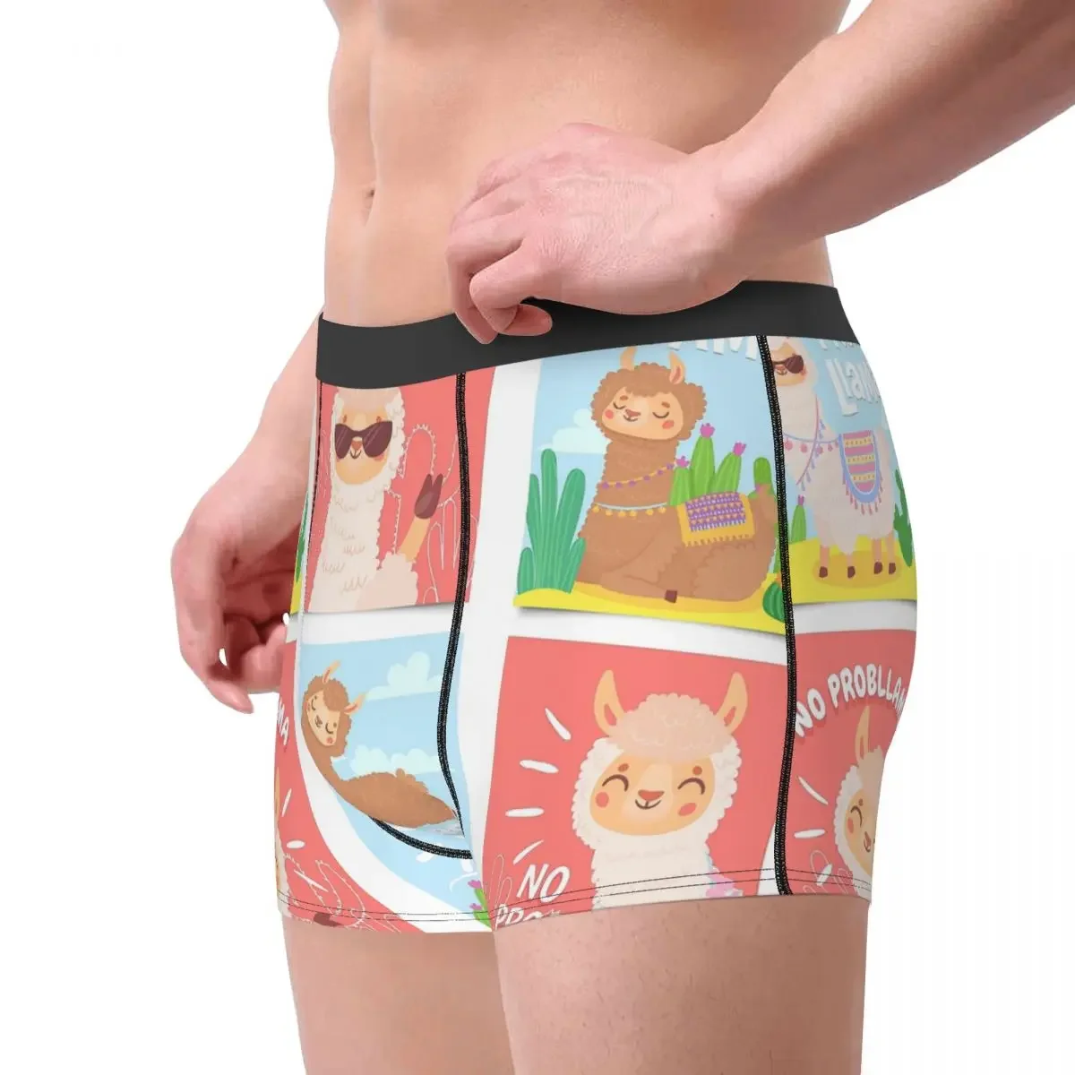 Happy Alpaca Clever Lively Naughty Lovely Cherubic Underpants Cotton Panties Male Underwear Print Shorts Boxer Briefs