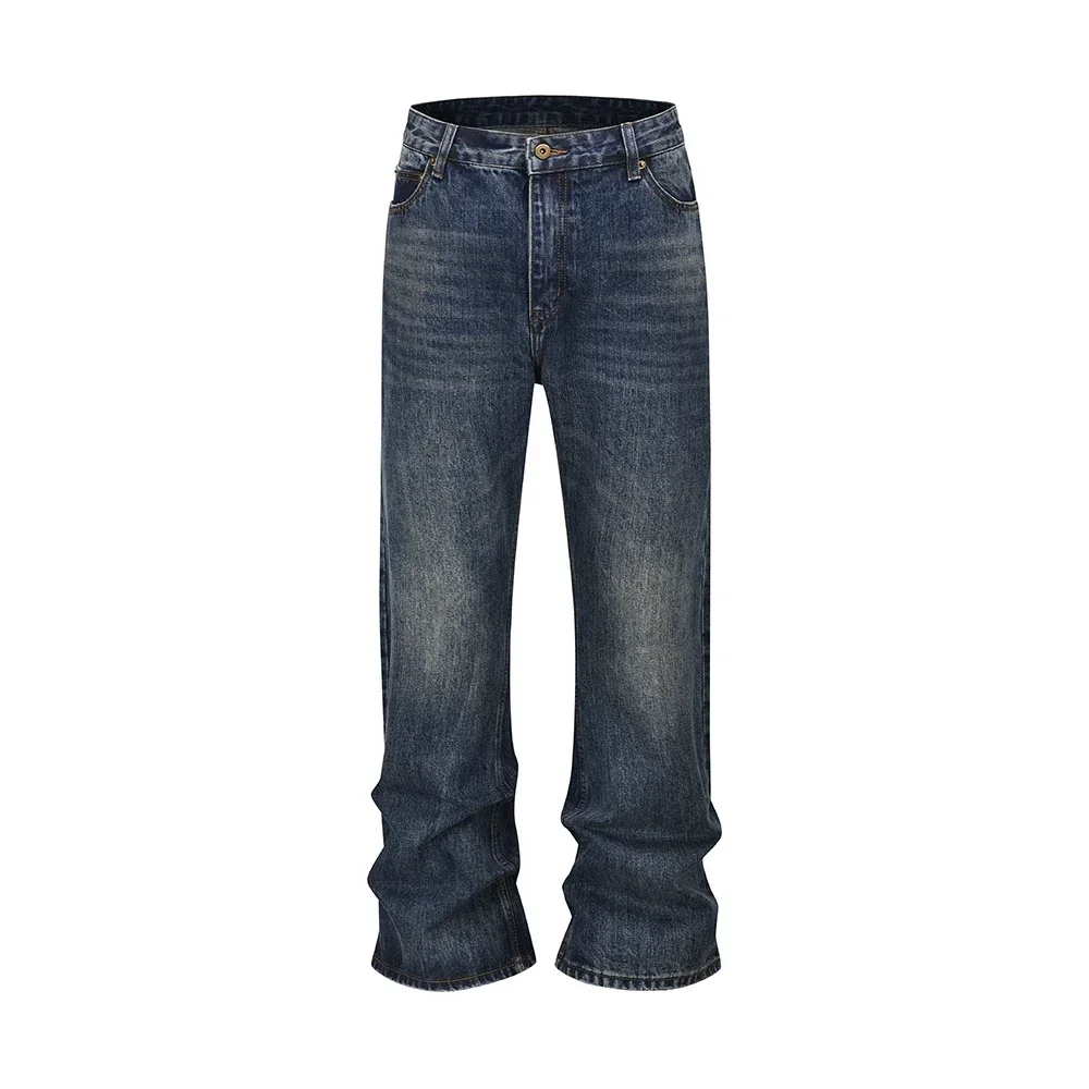 

High Street Washed Blue Straight Baggy Jeans for Men and Women Pantalones Hombre Loose Casual Denim Trousers Oversized