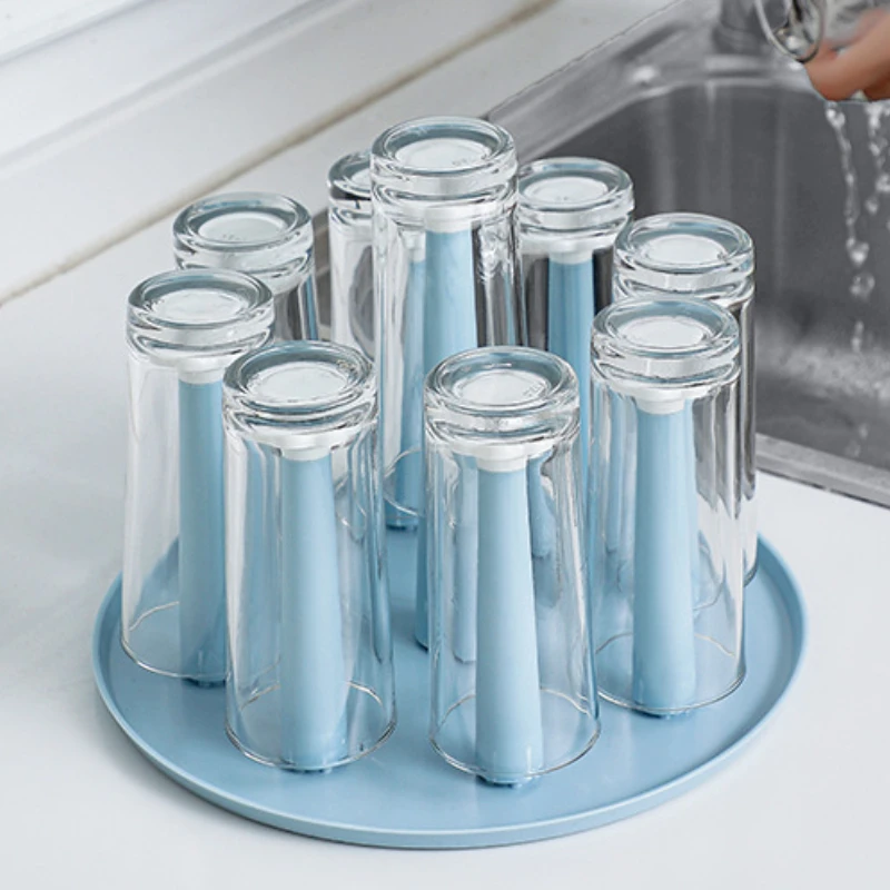 Cup Drying Rack Dust-proof Glass Cup Drainer Holder Stand Detachable Bottle Dish Drying ShelfStorage Tray Kitchen Supplies