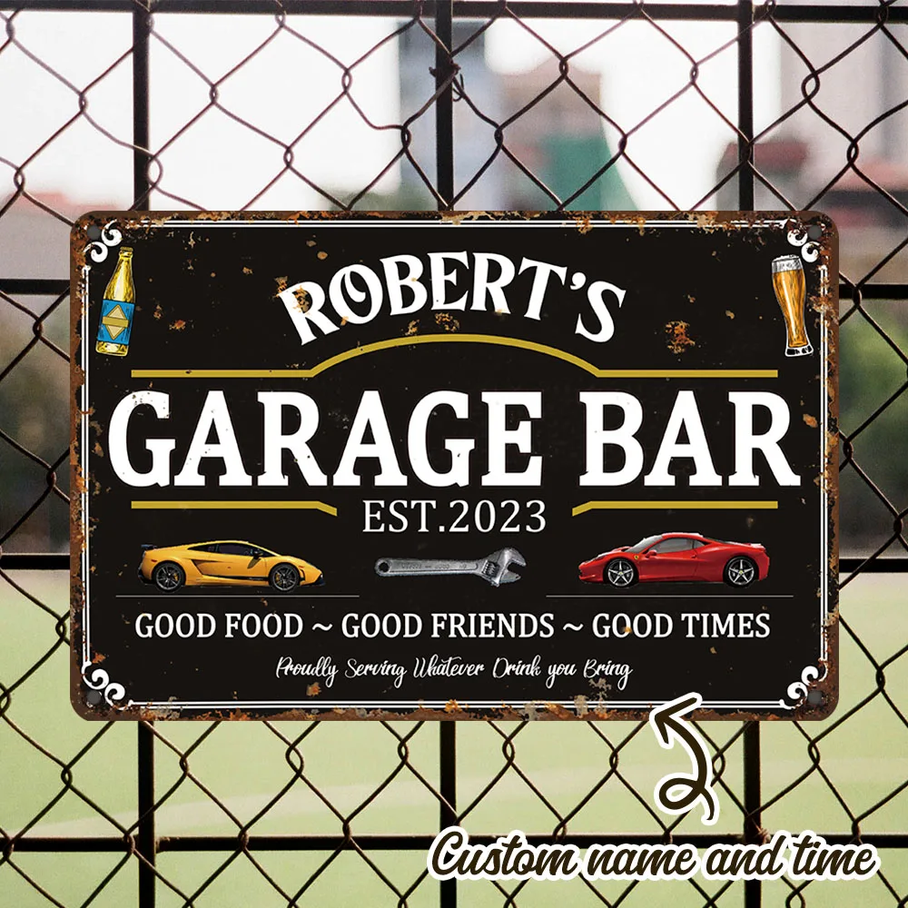 

2D Flat, Vintage Garage Bar Metal Wall Art Sign Easy To Hang For Outdoor Farmhouse Bar Plaque Decor Ideal Gift Decoration