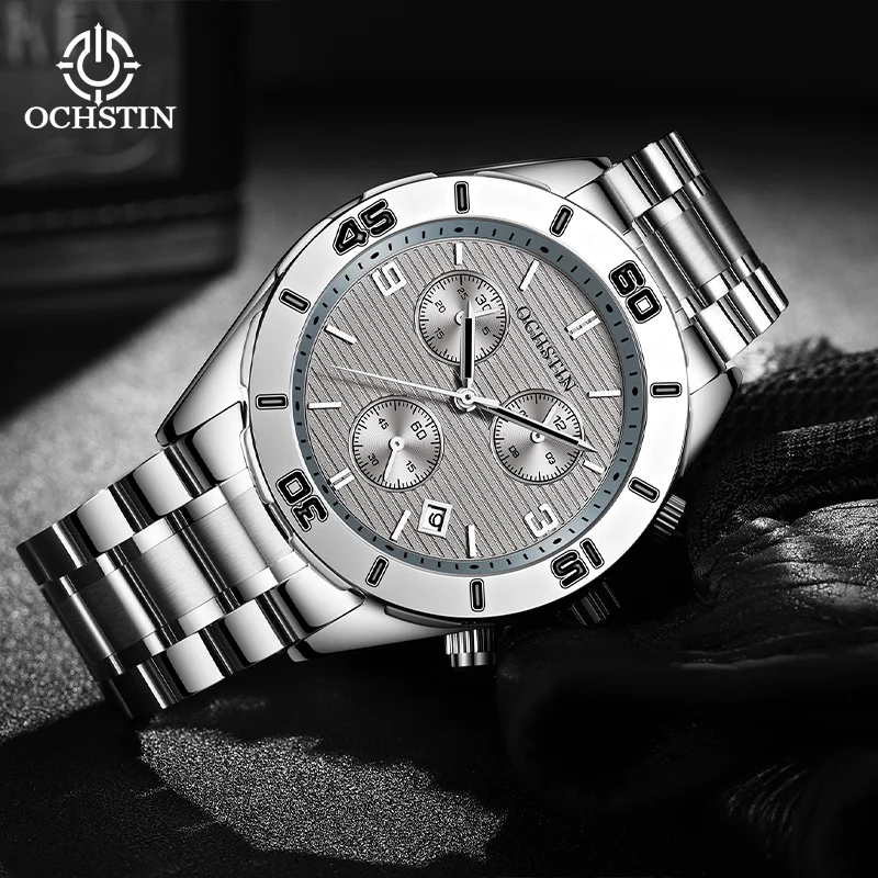 

OCHSTIN Stainless Steel Wristwatch Quartz Watch Men‘s Waterproof Voyager Series Man Luminous Hand Chronograph Classic Watches