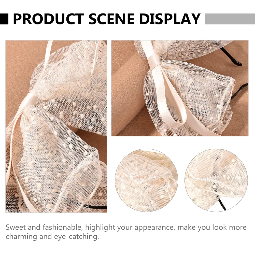 

Durable Large Mesh Bowknot Headband Stylish Bow Hairband Hair Accessory for Women Wedding Party Daily Use
