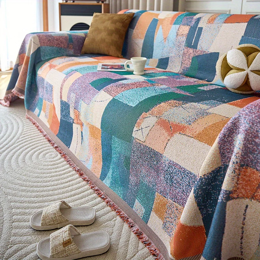 1pc Geometrische Muster Sofa Handtuch Chenille Sofa Decke Mit Quasten Vier Jahreszeiten Universal Anti Katze Scratch Sofa Protector