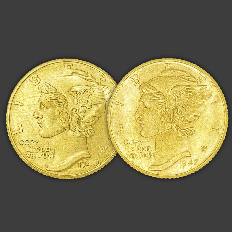 

US 1940/1942 Mercury Flyer Gold Replica Commemorative Coin One Dime Home Decoration Medal Finger Toys