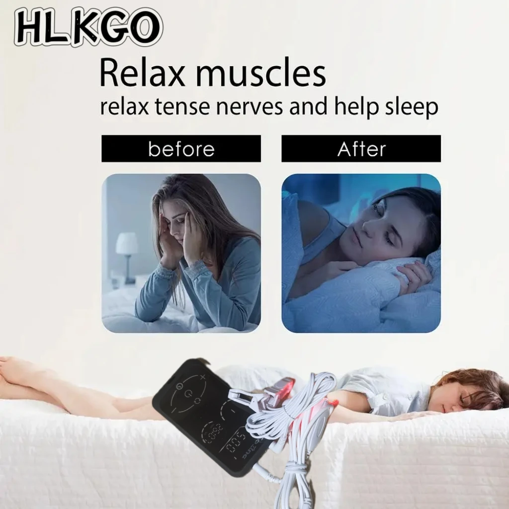 

CES Stimulation Device for Insomnia & Anxiety Relief - Home Sleep Aid with Soothing Ear Clip Patches