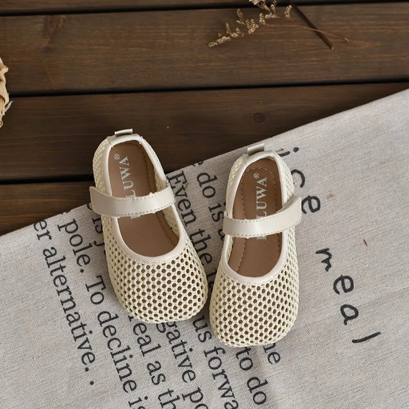 Girls Retro Flat Shoes Mary Jane Fashion Baby Princess Shoes Fashion Mesh Breathable Children's Sandals 2025 Summer Kids Shoes
