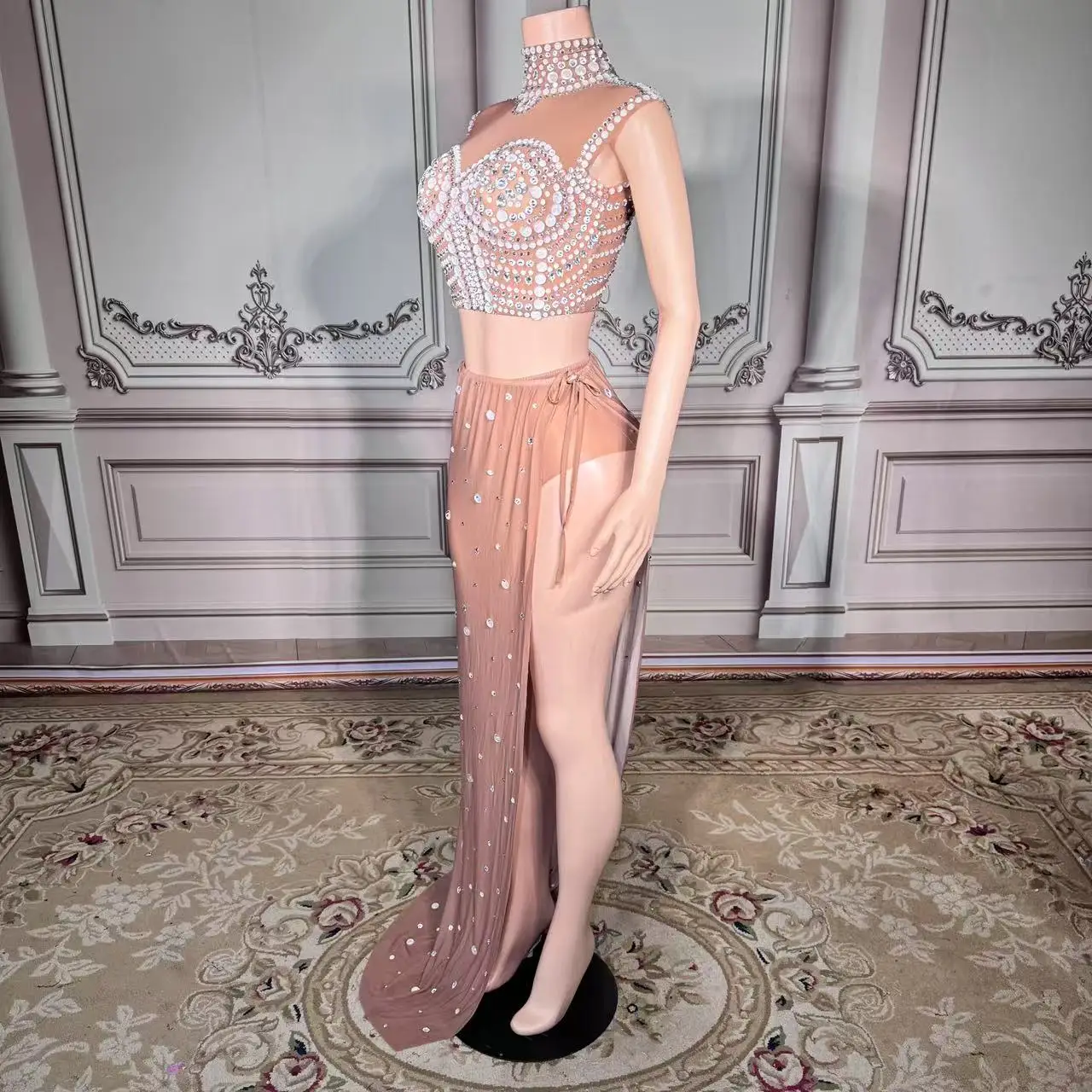 

Womens Clothing Manufacturer Evening Dresses Women Elegant Sexy Luxury Sleeveless Rhinestone Plus Size Party Dress