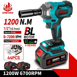 ONEVAN 1200 Nm Avvitatore elettrico senza spazzole 1/2 '' Cordless 3 funzioni Cacciavite elettrico Trapano Strumento per Makita 18V Batteria