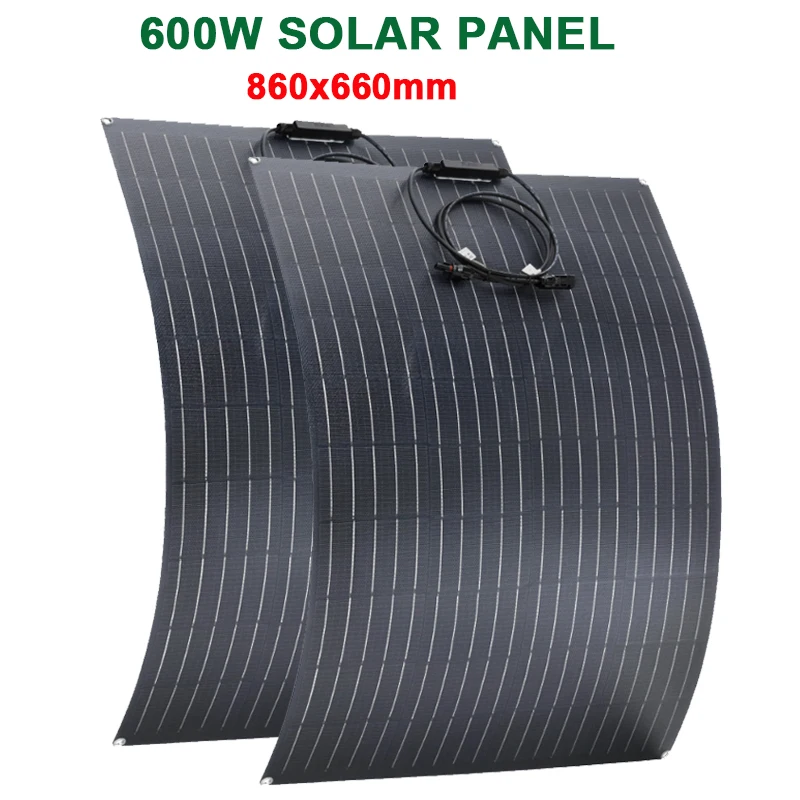 18 V 300 W 600 W flexibles Solarpanel-Set, monokristallines Solarstromzellen-Ladegerät für Outdoor, Camping, Yacht, Wohnmobil, Auto, Wohnmobil, Boot
