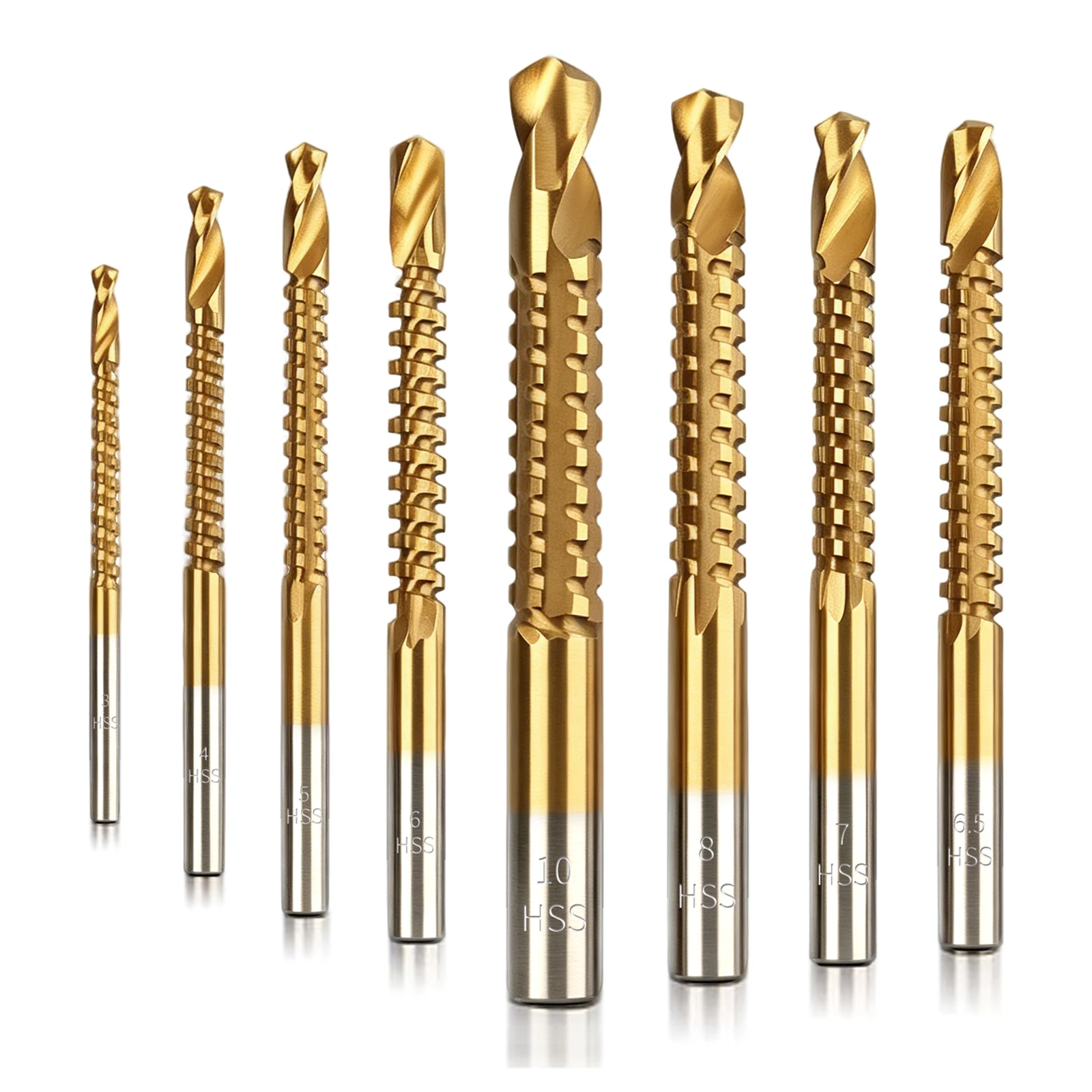8PC/16PC High-Speed Steel Twist Drill Bit Set for Woodworking—Serrated Twist Drill Bits for Wood Panels