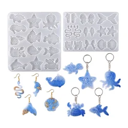 DIY Crystal Animal Jellyfish Shell Earrings Pendant Silicone Mold Cute Sea Animals Molds For Keychain Jewelry Resin Making Craft