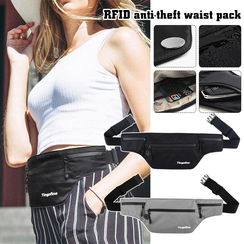 Travel Money Belt Rfid Blocking Running Waist Bag Fanny Pack Wallet Waterproof Close-Fitting Phone Waist Outdoor Portable