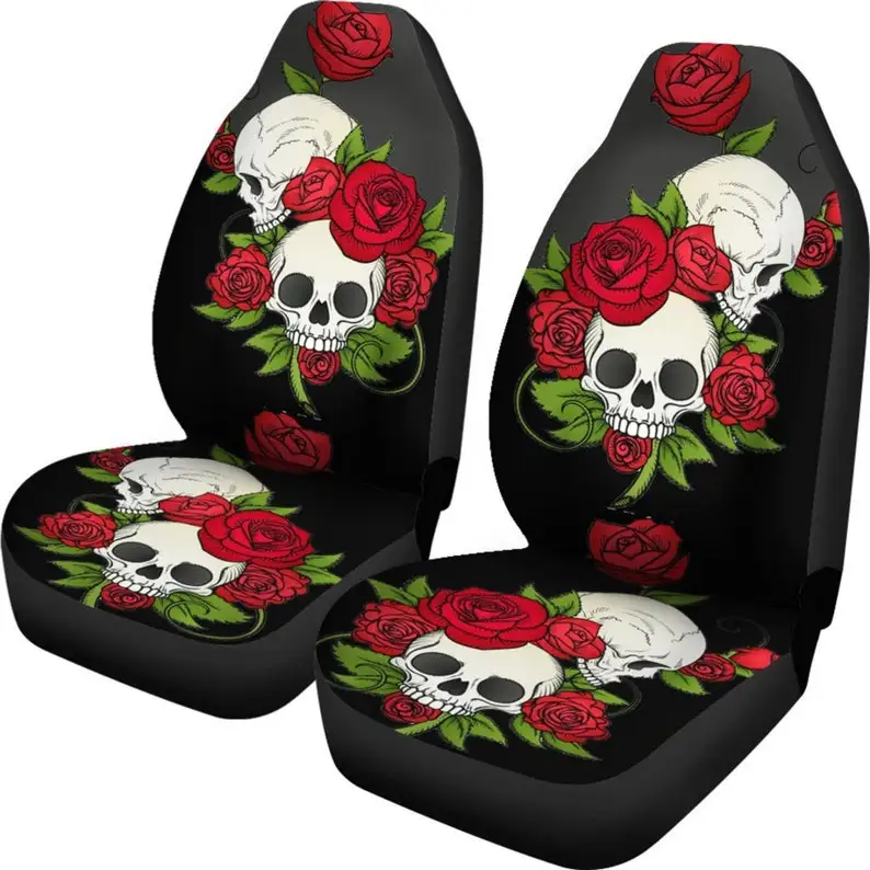 skulls-and-roses-car-seat-covers-zombies-the-walking-dead-car-accessories-custom-made-cover