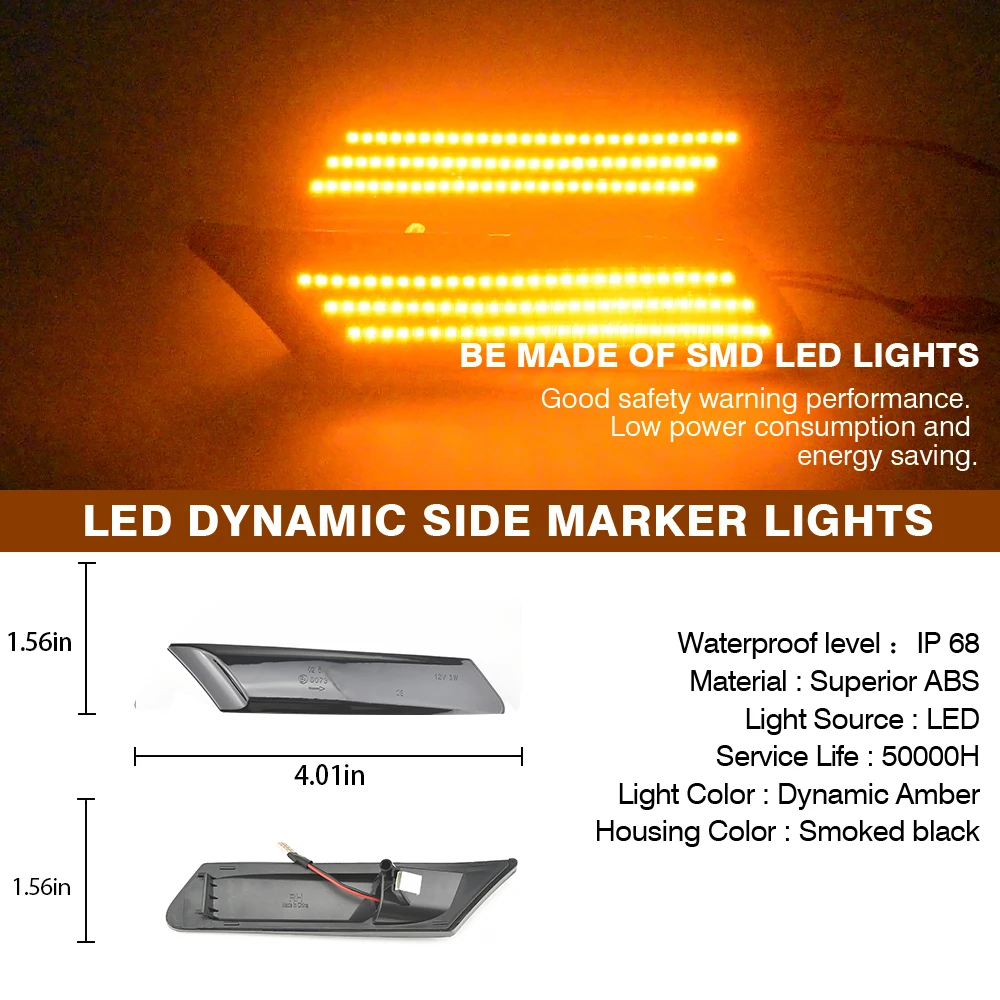يصلح لبورشه 997 (911) توربو/توربو S 2006-2012 99763103401 الديناميكي LED وامض بدوره مصباح إشارة أضواء العلامات الجانبية #6