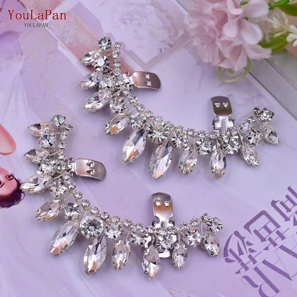 TOPQUEEN HX39 2pcs Rhinestone Shoe Clips Removable Woman Shoes Clip High Heels Shoe Buckle Wedding Bridal Decoration Accessories