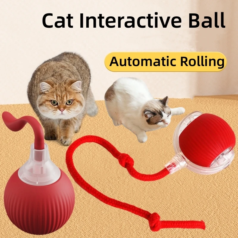 Interactive Cat Toys Ball Auto Electric Rolling Ball Toys for Cats/Kitty Pets Smart Automatic Teaser USB Rechargeable