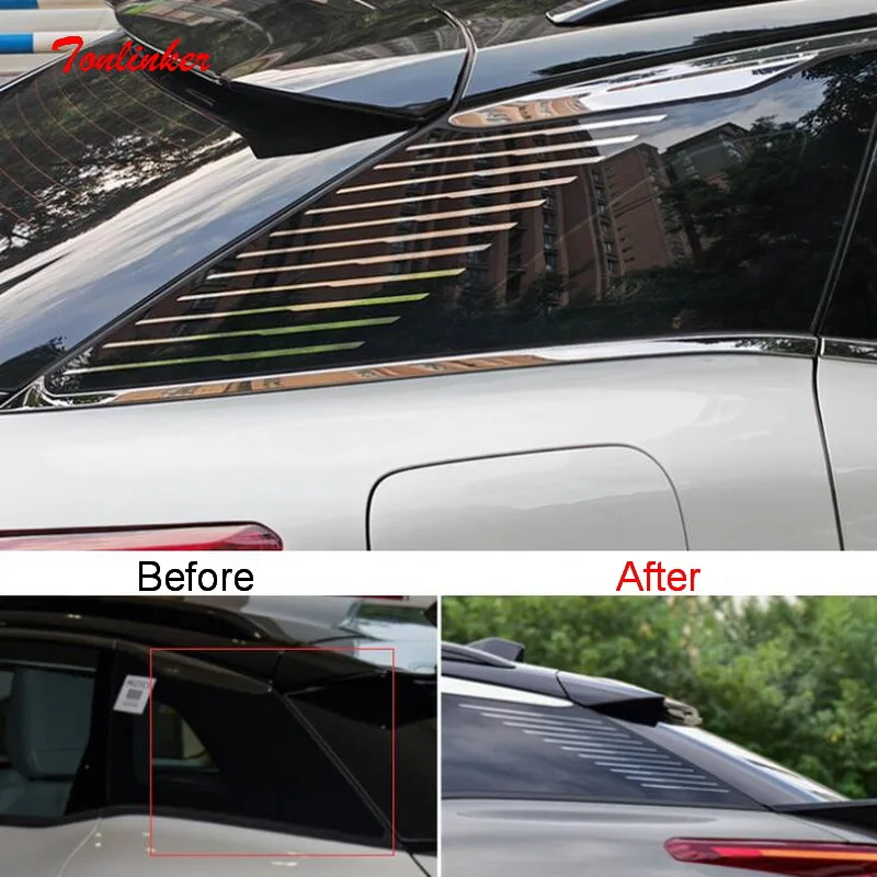 Tonlinker Exterior Car Rear Windows Beside Chrome Cover Sticker For Citroen C5X 2021 Car Styling 2 PCS 3D Glue Cover Stickers