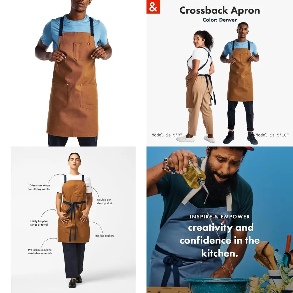 

Professional Chef Apron - Unisex Cotton Canvas Kitchen Apron for Men & Women - 100% Cotton, 8oz Fabric, Denver Brocade Pattern