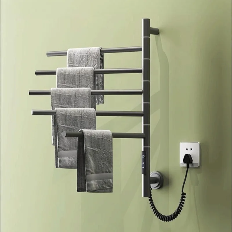 

Вешалки для полотенец с электрическим подогревом для ванной комнаты, сушилка для полотенец из нержавеющей стали, вращающиеся эстетические вешалки для термополотенцев, настенные сушилки для полотенец
