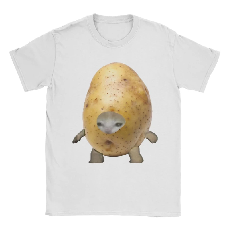 

Summer Potato Cat Meme T-Shirt Men Women Y2K Harajuku Graphic 100% Cotton Loose Short Sleeve Casual Trendy Streetwear