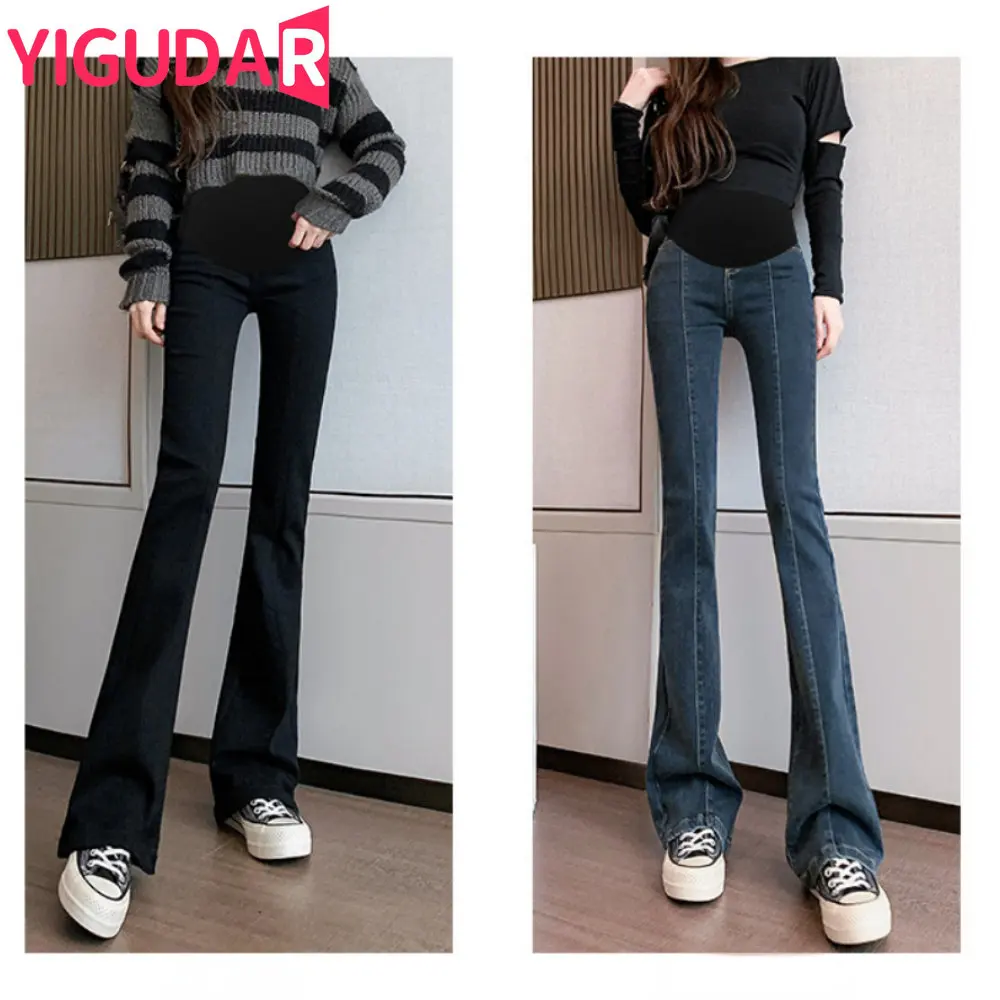 

Autumn Loose Wide Leg Jeans Maternity Pants Trousers For Pregnant Women Clothes Vintage Pregnancy High Waist Denim Pants