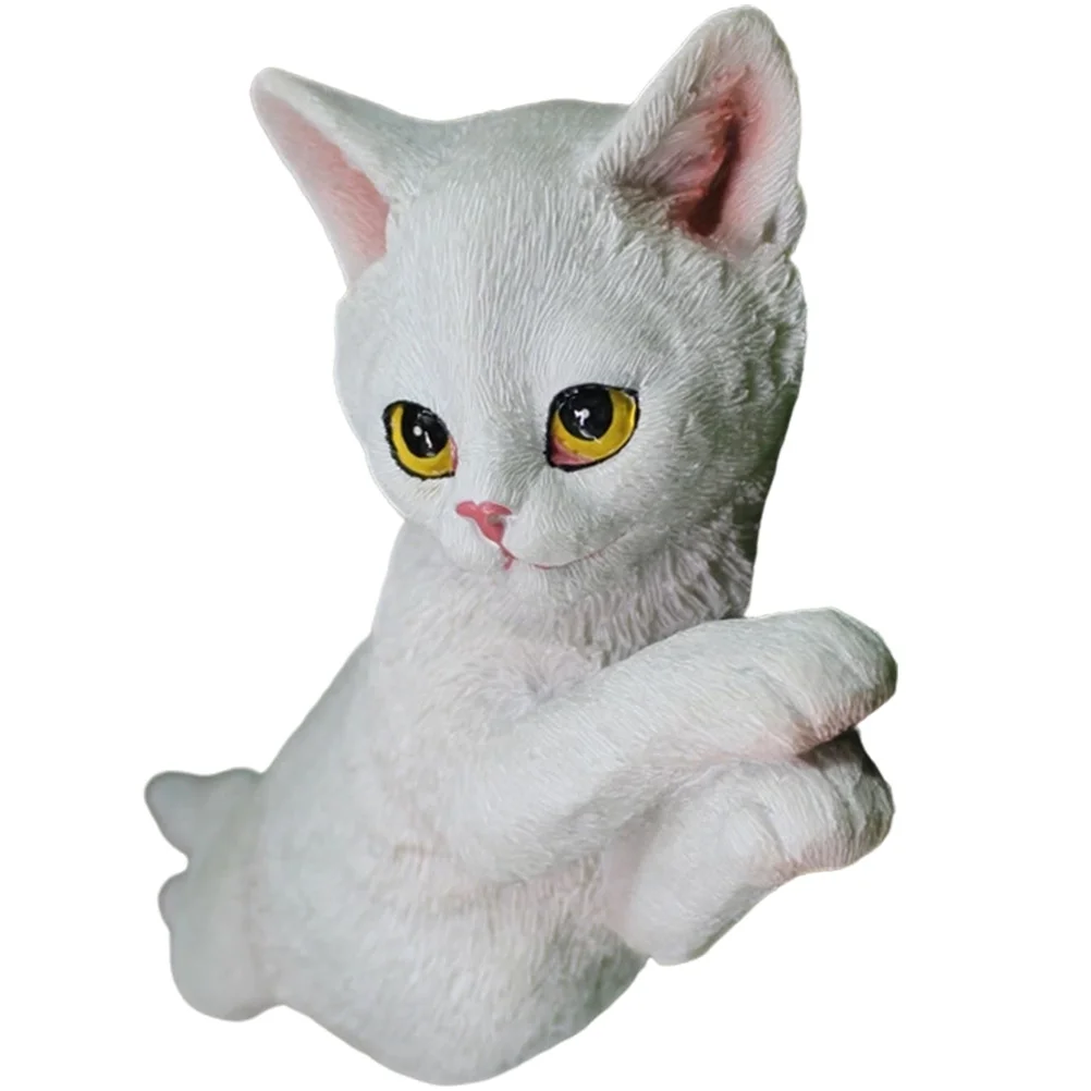 

Resin Cat Statue Desktop Kitten Sculpture Lifelike Home Decor Unique Design Resin Craft for Living Room Bedroom