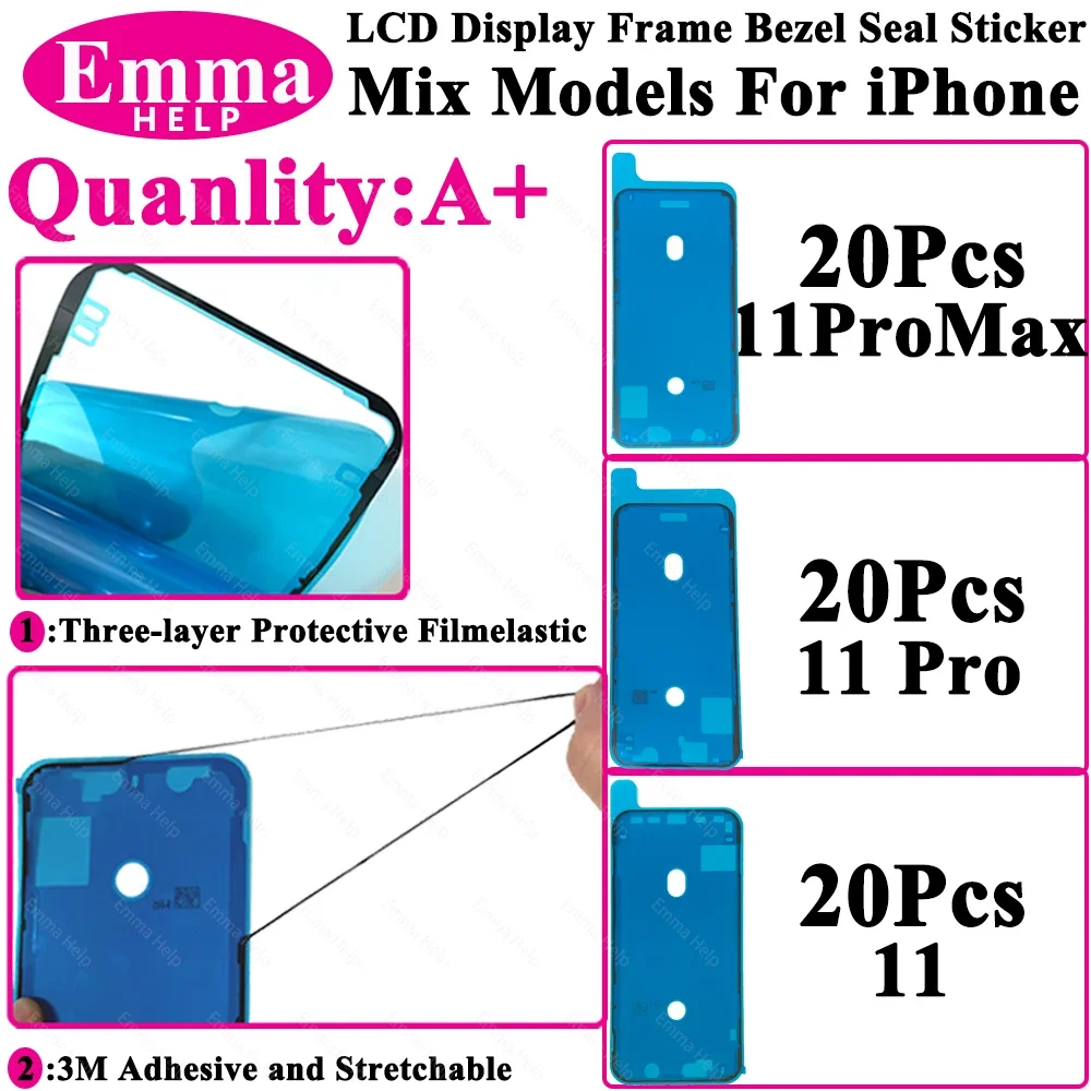 Imagem -03 - Adesivo à Prova Dágua para Tela Lcd para Iphone 14 13 Pro Max 12 Mini 11 Pro xr xs Moldura de Exibição Fita Adesiva 3m